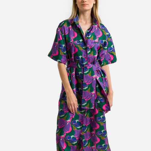 Robe mi longue imprimee en soie witty violet Soeur La Redoute