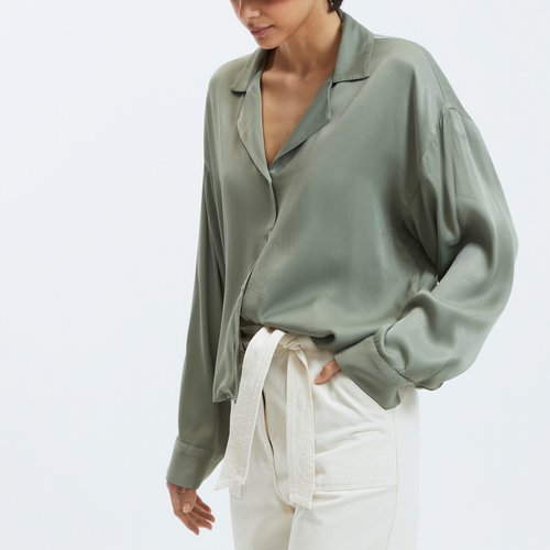 Satin oversized blouse discount