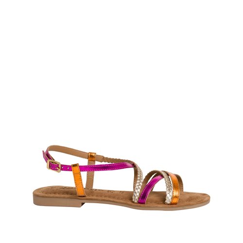 Sandales plates en cuir fuchsia Tamaris La Redoute