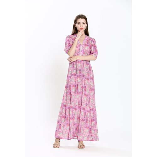 Robe longue imprimee col v See U Soon rose La Redoute