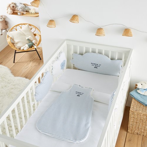 Modular cot bumper in cotton mix ecru blue La Redoute Collections La Redoute