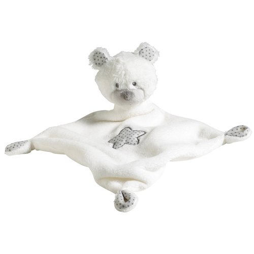 Doudou mouchoir ours en velours blanc celeste celeste Sauthon La Redoute