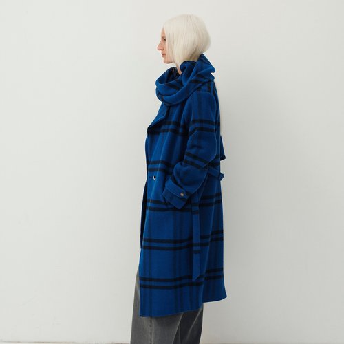 Manteau double face sur bleu pâle / cailloux | Vetement