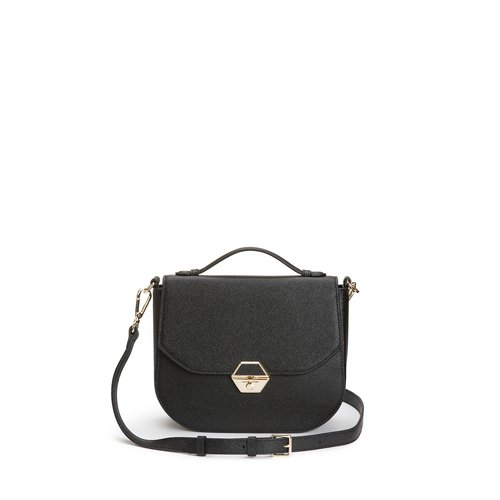 Sac a main en cuir a bandouliere delphino noir Lancaster La Redoute