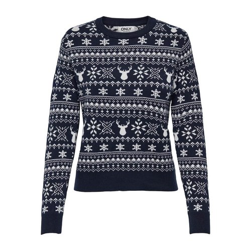 Jacquard christmas jumper sweater navy Only La Redoute