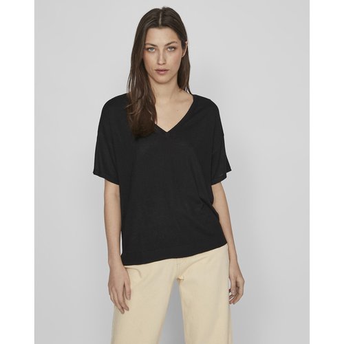 Pull court col v fine maille noir Vila La Redoute