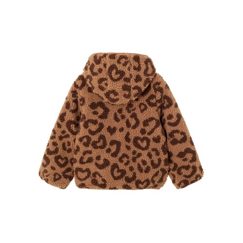 Veste à capuchon à glissière en velours - Marron/imprimé léopard