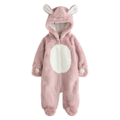 Grenouillere confortable bebe avec capuche rose Next La Redoute