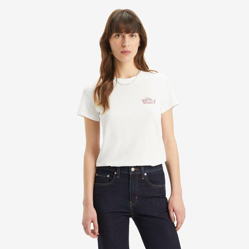 Cotton logo print t shirt with crew neck white Levi s La Redoute