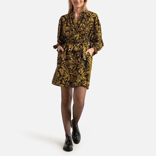 Robe courte imprimee manches longues jaune noir See U Soon La Redoute