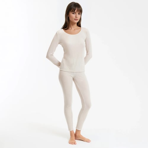 Legging Chaud Femme ESMARA - Taille 40 (L), Gris à Motif Flocons, Polyester-Elasthanne, Neuf Avec Étiquettes - Caleçon Pyjama Confortable