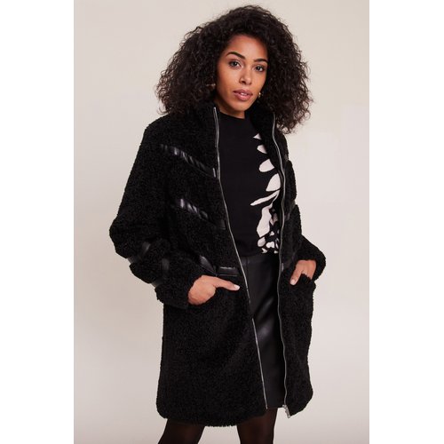 Manteau droit laine mouton noir Breal La Redoute