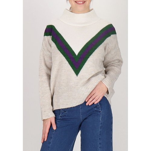 Pull loose avec motif v mezel ecru Les Tropeziennes Par M Belarbi La Redoute