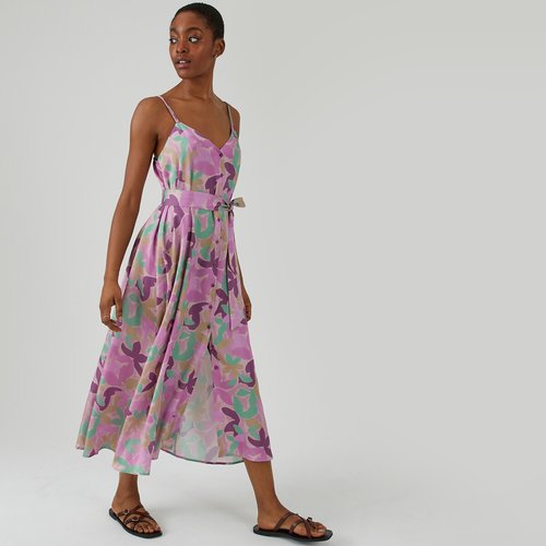 Buttoned maxi cami dress pink floral print La Redoute Collections La Redoute