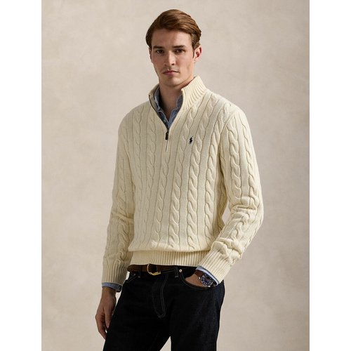 Half zip-up jumper in cable knit cotton Polo Ralph Lauren | La Redoute