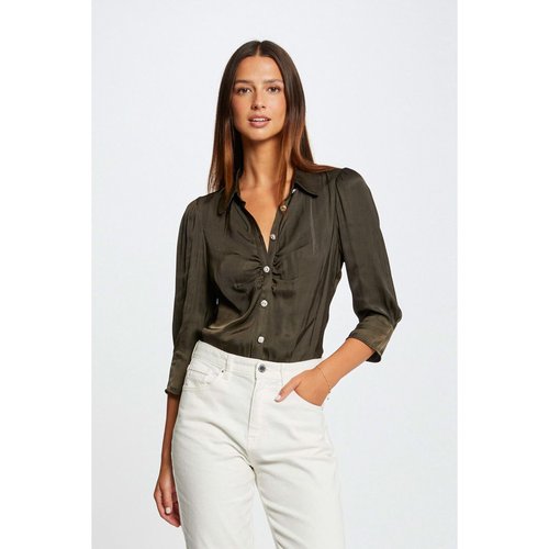 Chemise manches 3 4 satin vert fonce Morgan La Redoute
