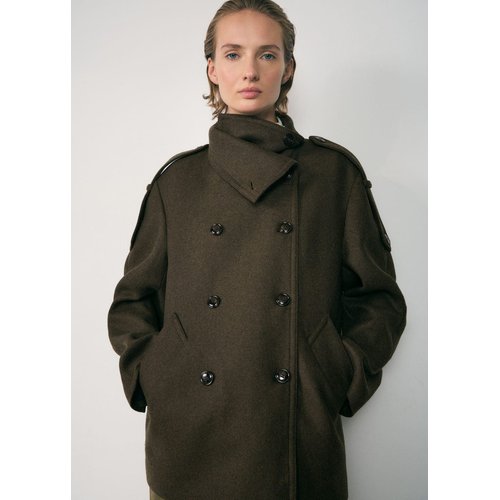 Manteau en laine a double boutonnage kaki Mango La Redoute