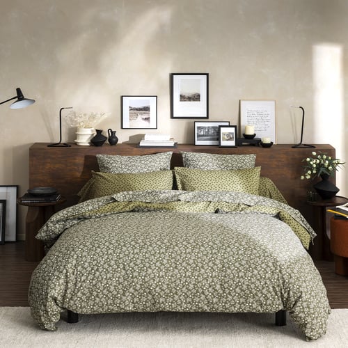 Alix - Drap plat imprimé en lyocell vert sauge 240x300 Alix - Drap plat imprimé en lyocell vert sauge 240x300