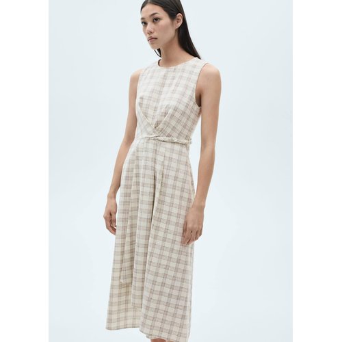 Robe midi en imprime carreaux ecru Mango La Redoute