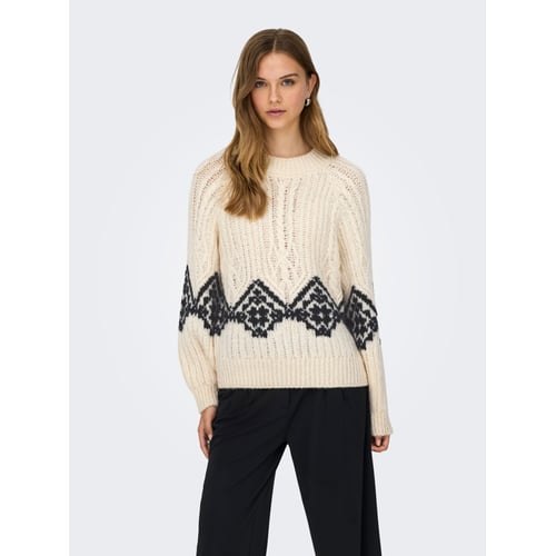 JDY Pull En Tricot Femme - Col Rond Coupe Droite Avec Ourlet Ondulé