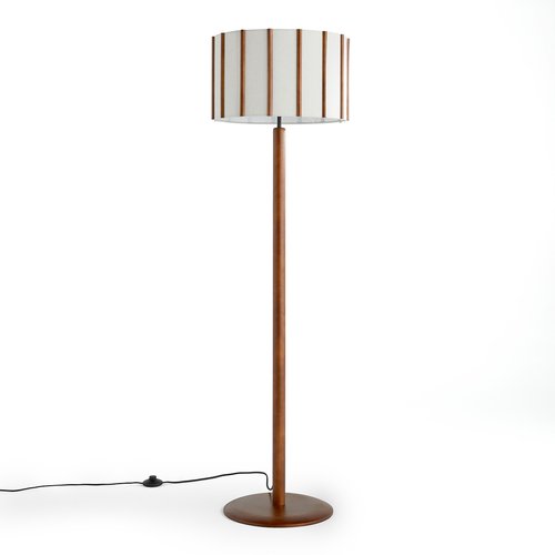 Vintela rubberwood linen floor lamp brown La Redoute Interieurs La Redoute