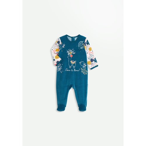 Pyjama bebe en velours lamapampa bleu Petit Beguin La Redoute