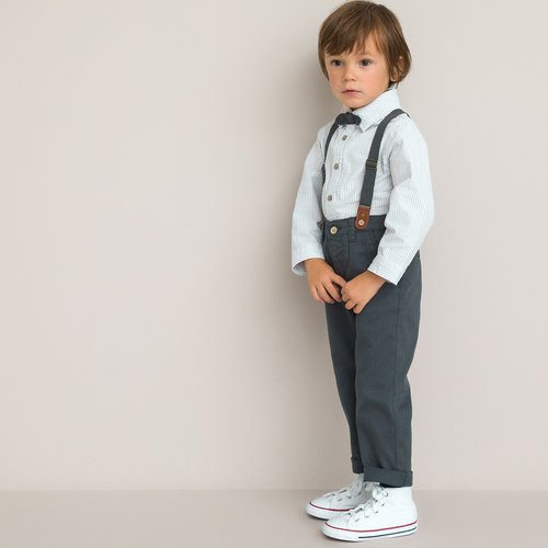 Ensemble 2 pieces chemise et pantalon blanc gris anthracite La Redoute Collections La Redoute