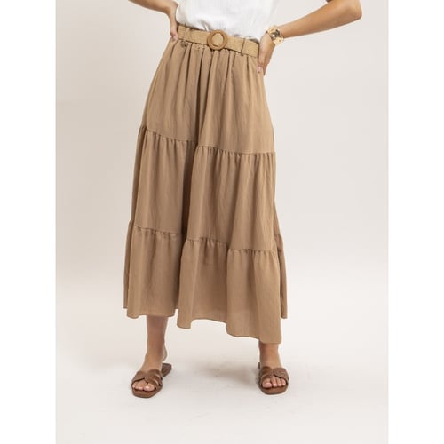 Jupe Courte Beige Avec Fronces Et Volant - Style Féminin Et Romantique - Neuf Avec étiquettes