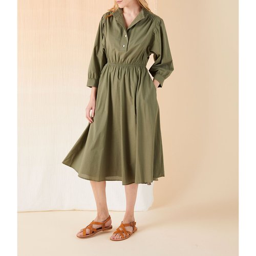 Robe evasee froncee a manches 3 4 silvette kaki Ekyog La Redoute