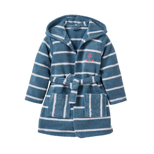 Peignoir de bain raye enfant a capuche Oeko Tex