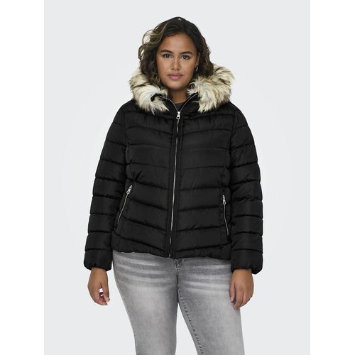 Quilted jacket with faux fur hood clearance