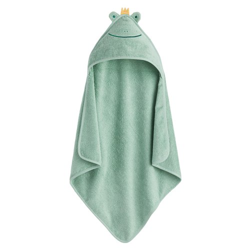 Rainette frog prince 100 organic cotton bath cape grey green La Redoute Interieurs La Redoute