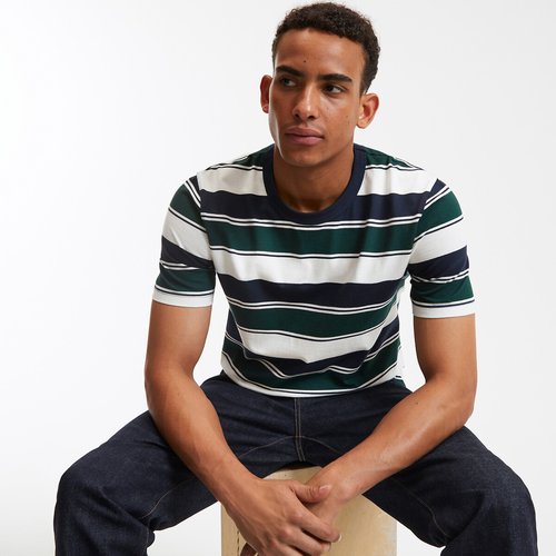 Black and white striped crew neck shirt cheap