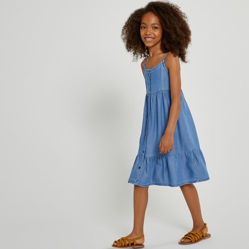 Robe a fines bretelles en denim light denim double stone La Redoute Collections La Redoute