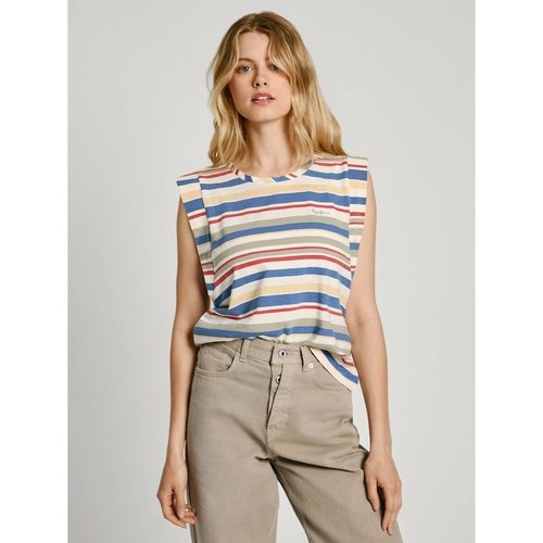 Striped cotton sleeveless t shirt multi coloured Pepe Jeans La Redoute