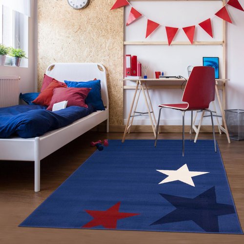 Tapis enfant tisse af1 star Couleur bleu Un Amour De Tapis La Redoute