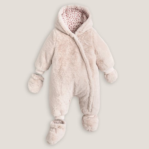 Combipilote a capuche en tissu duveteux rose La Redoute Collections La Redoute