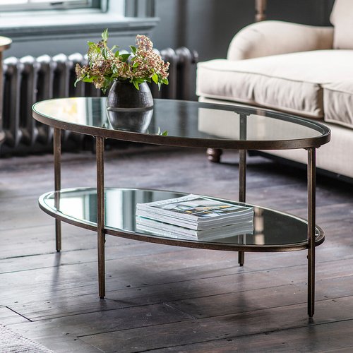 Hana oval glass coffee table bronze So home La Redoute