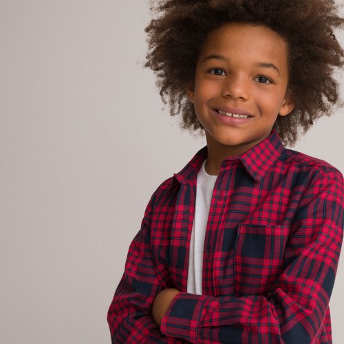 Geruit hemd met lange mouwen geruit rood La Redoute Collections La Redoute