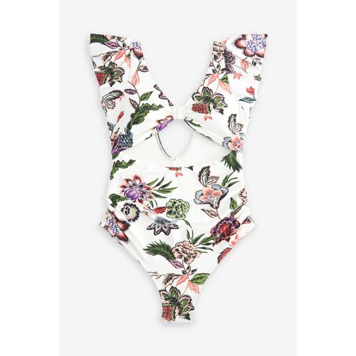 Maillot de bain grossesse a volants ecru rose floral Next La Redoute