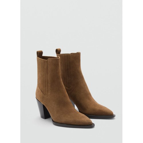Bottines suede talon bloc tabac Mango La Redoute