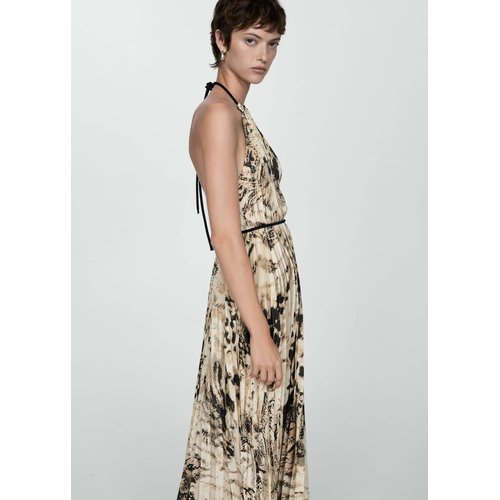 Robe plissee en imprime animal ecru Mango La Redoute