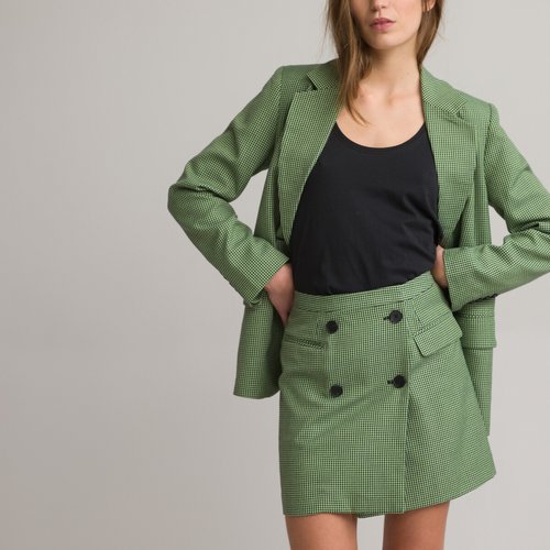 Jupe portefeuille courte a carreaux carreaux vert La Redoute Collections La Redoute