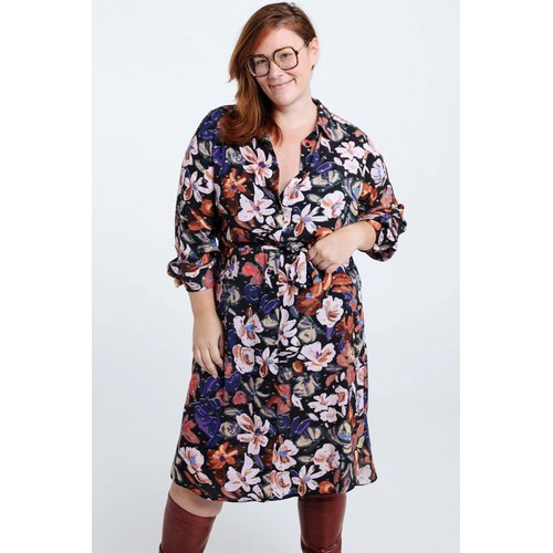 Robe chemise a fleurs avec fil textile rose Paprika La Redoute