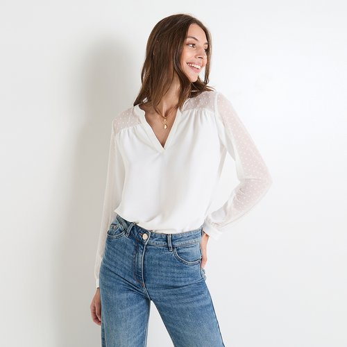 Blouse col v blanc casse ecru Grain De Malice La Redoute