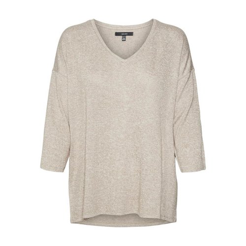 V neck jumper sweater in fine knit light beige Vero Moda La Redoute