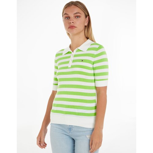 Striped polo shirt with short sleeves green white striped Tommy Hilfiger La Redoute