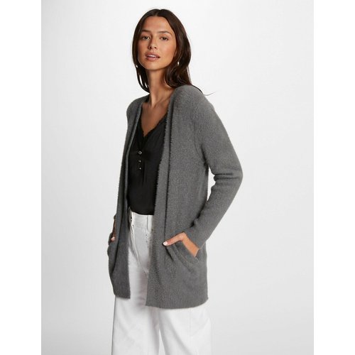 Gilet long maille duveteuse Morgan gris La Redoute