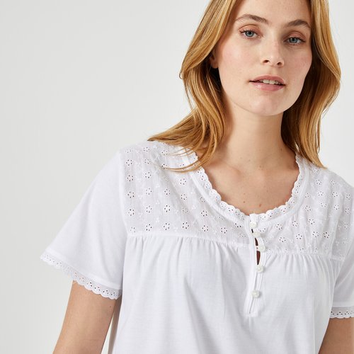Chemise de nuit details broderie anglaise Anne Weyburn La Redoute