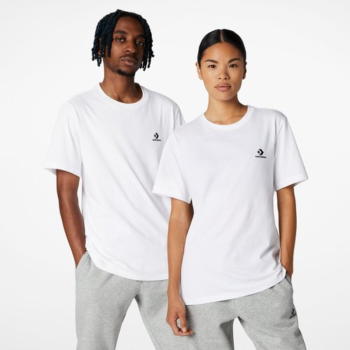 Star Chevron Unisex T Shirt with Embroidered Logo and Short Sleeves in Cotton